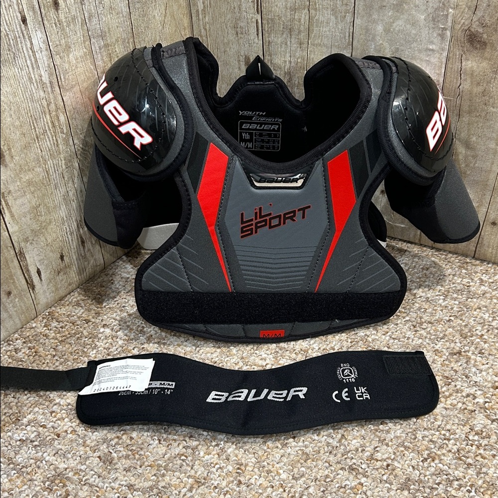 Bauer Lil Sport Youth Shoulder Pads w/ Neck Protector Hockey Medium Youth NWOT